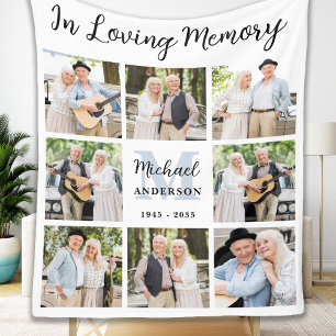 Memorial Custom 8 Photo Collage In Loving Memory Fleece Blanket