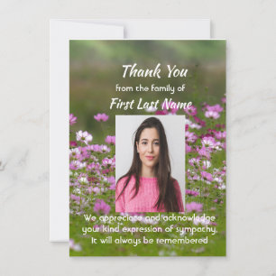 Memorial Custom Cosmos Garden Flowers Thank you Card