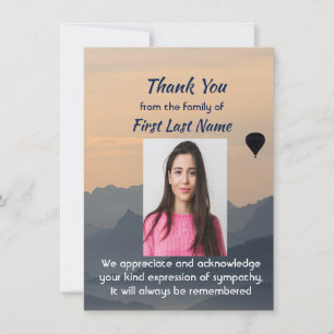 Memorial Custom Hot Air Balloon Thank you Card