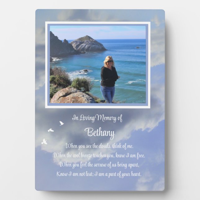Memorial Custom Photo Beautiful Spiritual Poem Plaque (Front)