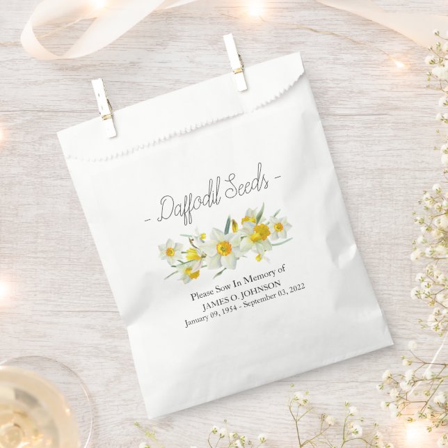 Memorial Daffodil Seed Funeral  Favour Bags (Clipped)