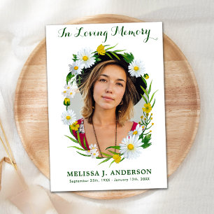 Memorial Daisy Floral Sympathy Photo Funeral Thank You Card