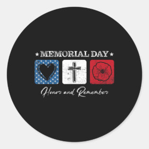 Memorial Day 2022 Veterans Day Usa Flag Red Poppy Classic Round Sticker