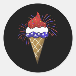 Memorial Day 4th Of July Holiday Patriotic Ice Classic Round Sticker