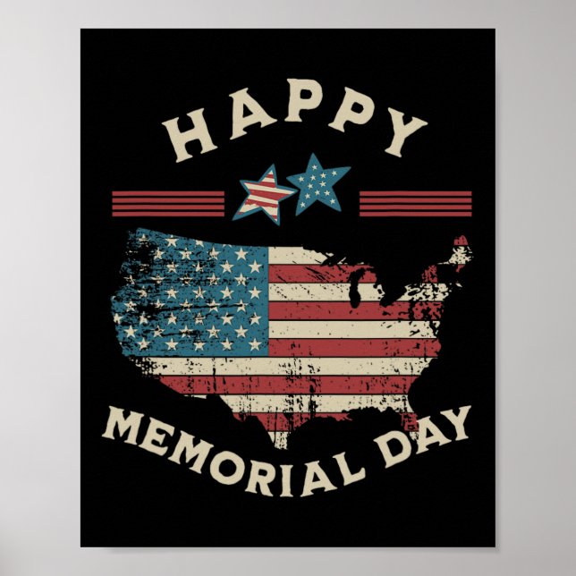 Memorial Day American Flag Memorial Day 4th Of Jul Poster (Front)