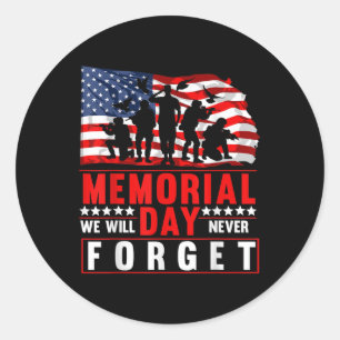 Memorial Day American Flag Soldiers Patriotic Us  Classic Round Sticker