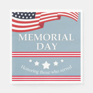Memorial Day American Flag Typography Paper Napkin