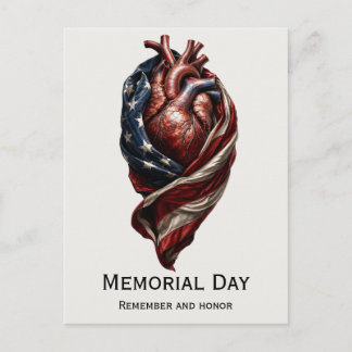 Memorial Day American Heart Tribute Postcard