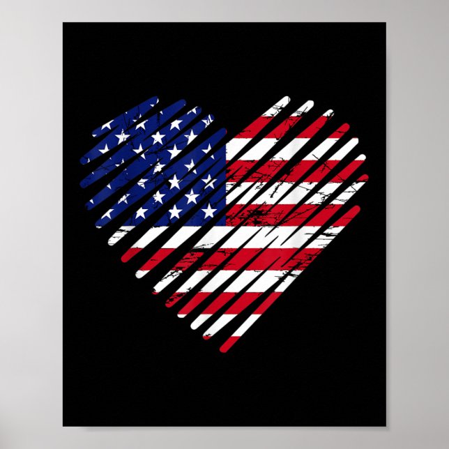 Memorial Day &amp; 4th July Partiotic Heart,mens Poster (Front)