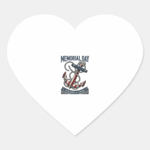 Memorial Day Anchor Remember Honor Vintage Shirt_1 Heart Sticker