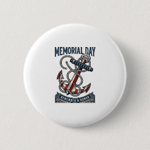 Memorial Day Anchor Remember Honour Vintage Shirt_ 6 Cm Round Badge
