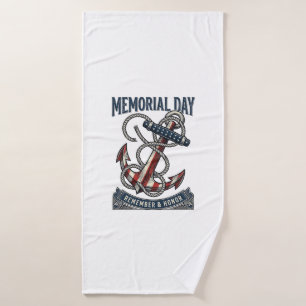 Memorial Day Anchor Remember Honour Vintage Shirt_ Bath Towel