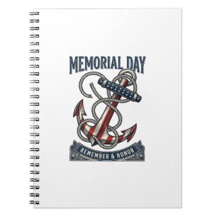 Memorial Day Anchor Remember Honour Vintage Shirt_ Notebook
