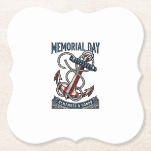 Memorial Day Anchor Remember Honour Vintage Shirt_ Paper Coaster