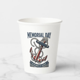 Memorial Day Anchor Remember Honour Vintage Shirt_ Paper Cups