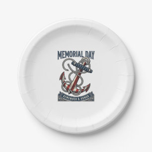 Memorial Day Anchor Remember Honour Vintage Shirt_ Paper Plate