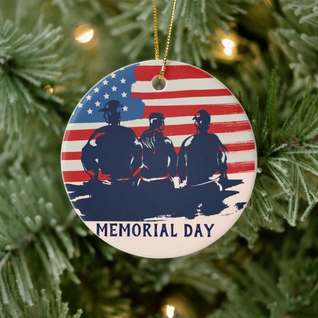 Memorial Day Barbecue Party  Ceramic Tree Decoration (Tree)