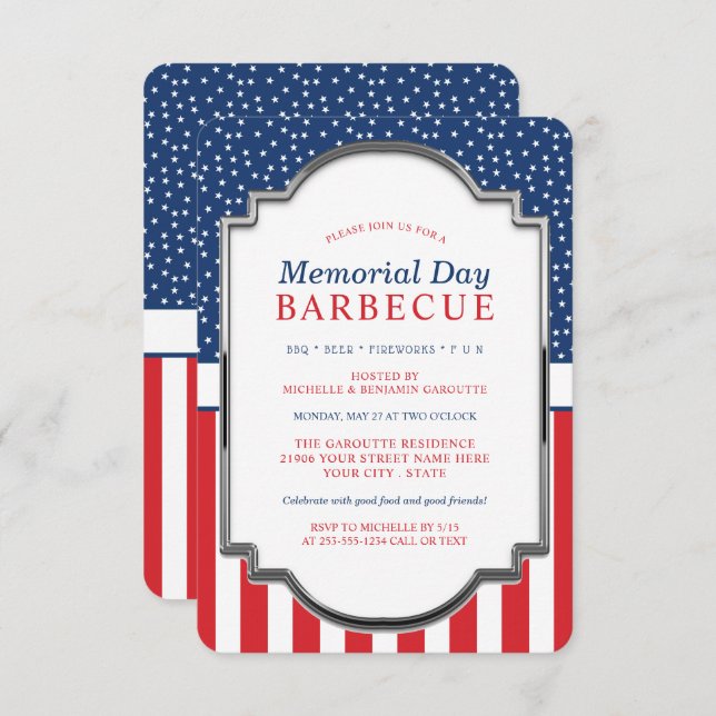 Memorial Day Barbecue Party Invitation (Front/Back)