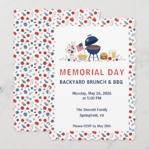 Memorial Day BBQ invitation   SA Memorial Floral