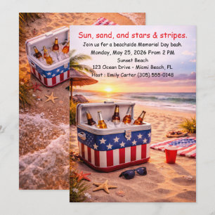 Memorial Day Beach Party Invitation Poolside 