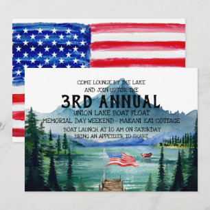 Memorial Day Boat Float   Lakeside Party Invitation