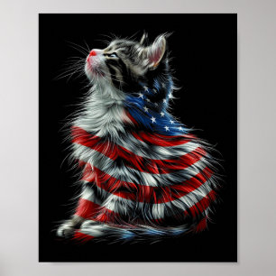 Memorial Day Cat And Independence Day Pride Poster