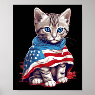 Memorial Day Cat and Independence Day Pride Women Poster