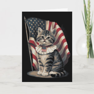 Memorial Day Cat Funny Kitten 4th Of July Patrioti Card