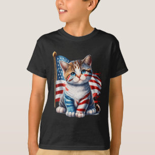 Memorial Day Cat Funny Kitten 4th Of July Patrioti T-Shirt