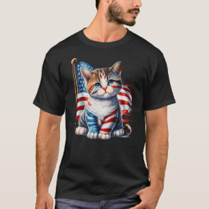 Memorial Day Cat Funny Kitten 4th of July patrioti T-Shirt