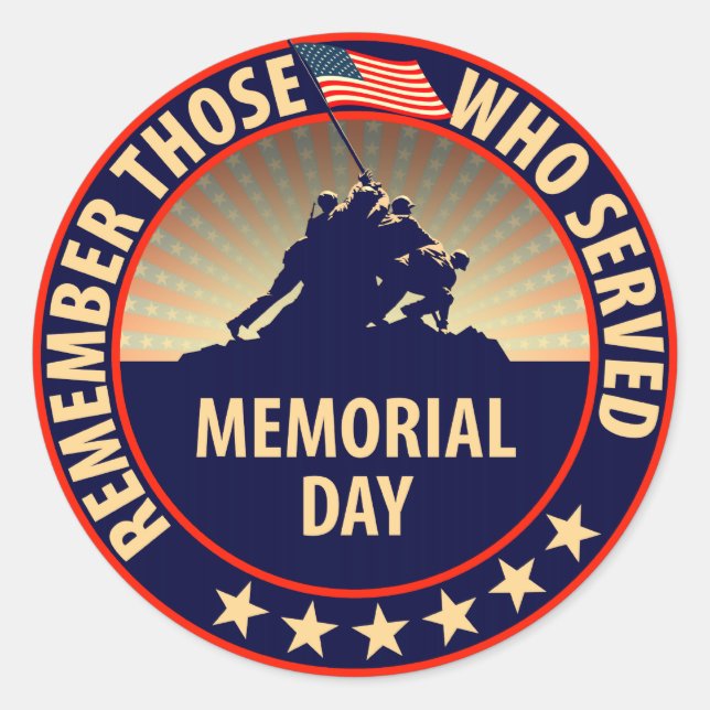 Memorial Day Classic Round Sticker (Front)