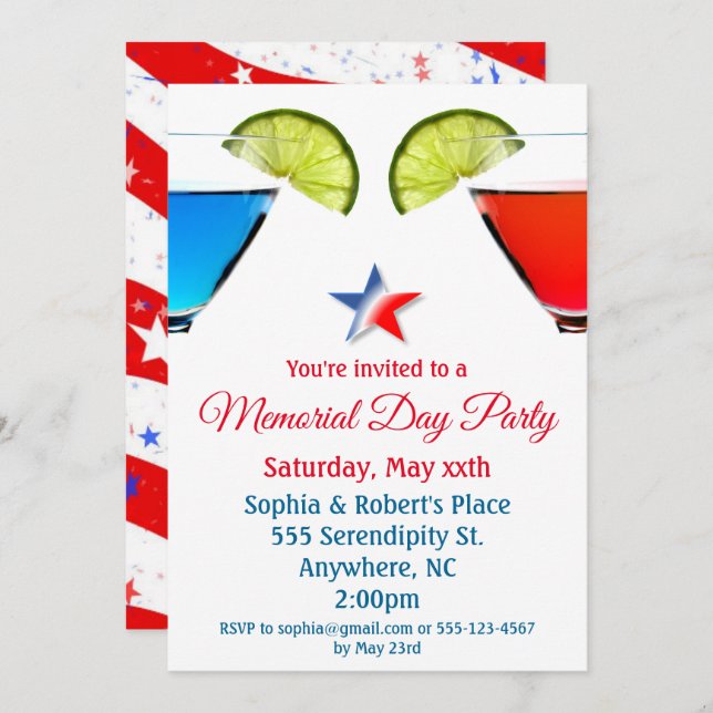 Memorial Day Cocktail Party Invitation (Front/Back)