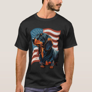 Memorial Day Dachshund USA American Flag 4th of Ju T-Shirt