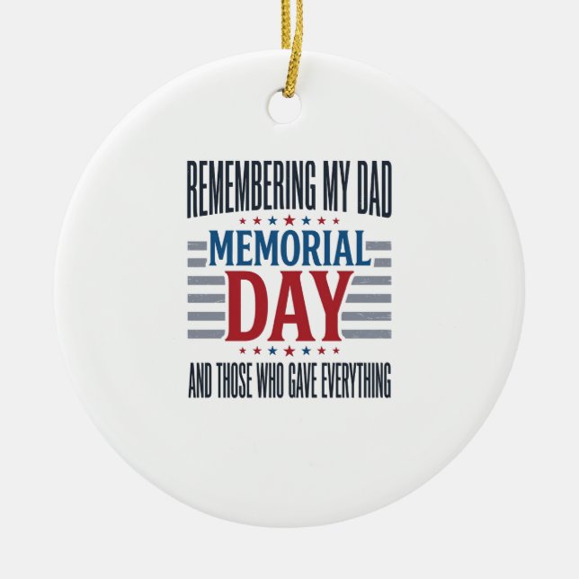 Memorial Day Dad Tribute Patriotic Ceramic Tree Decoration (Front)