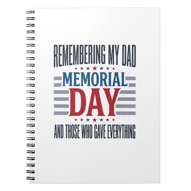 Memorial Day Dad Tribute Patriotic Notebook (Front)