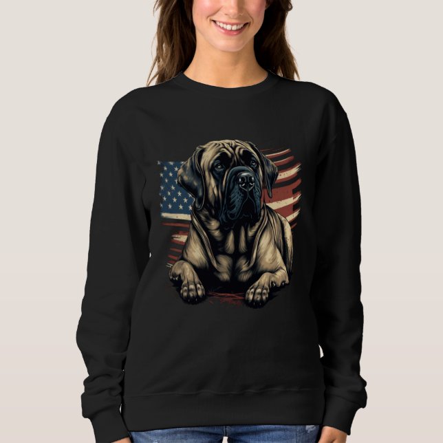 Memorial Day English Mastiff American Flag USA 4th Sweatshirt (Front)