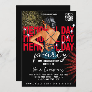 Memorial Day Event Patriotic Party Club Style Invitation