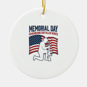 Memorial Day Fallen Heroes Patriotic Soldier Shirt Ceramic Tree Decoration