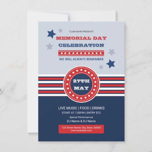 Memorial Day Flyer Invitation (Front)