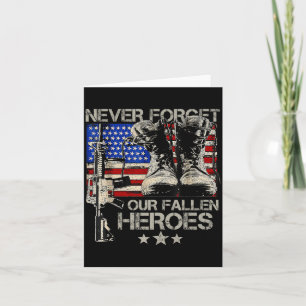 Memorial Day Forget Fallen Heroes American Flag Card