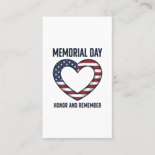Memorial Day Heart Honour and Remember Shirt Desig Business Card