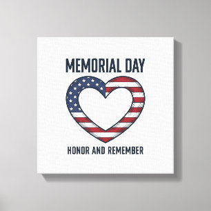 Memorial Day Heart Honour and Remember Shirt Desig Canvas Print