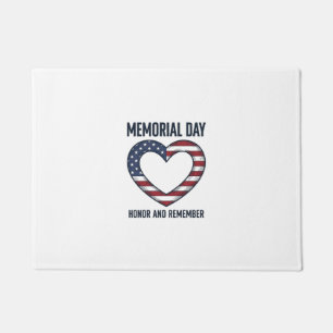 Memorial Day Heart Honour and Remember Shirt Desig Doormat