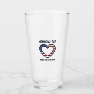 Memorial Day Heart Honour and Remember Shirt Desig Glass