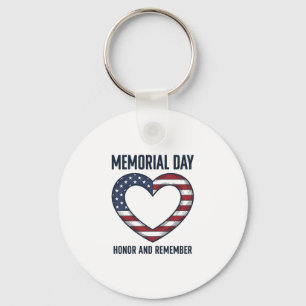 Memorial Day Heart Honour and Remember Shirt Desig Key Ring
