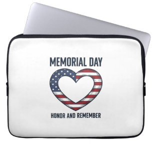 Memorial Day Heart Honour and Remember Shirt Desig Laptop Sleeve