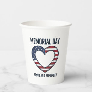 Memorial Day Heart Honour and Remember Shirt Desig Paper Cups
