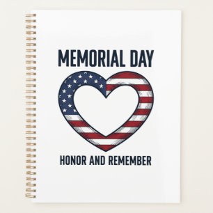 Memorial Day Heart Honour and Remember Shirt Desig Planner