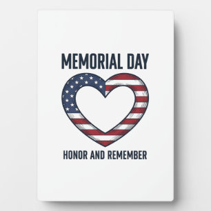 Memorial Day Heart Honour and Remember Shirt Desig Plaque