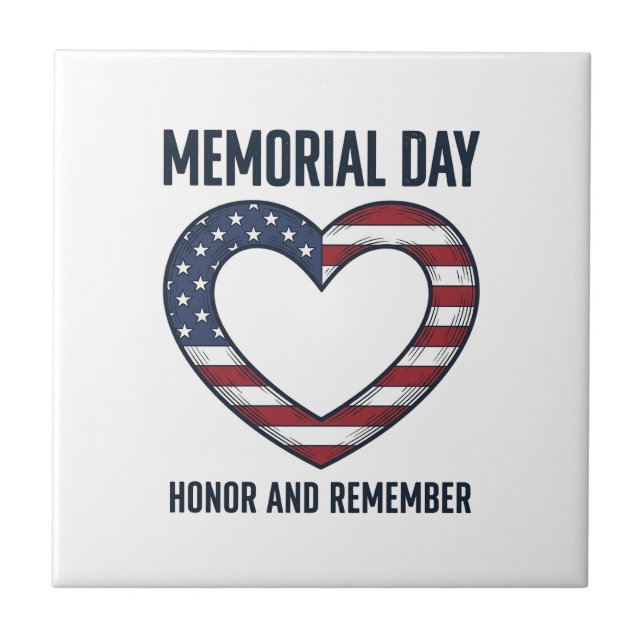 Memorial Day Heart Honour and Remember Shirt Desig Tile (Front)